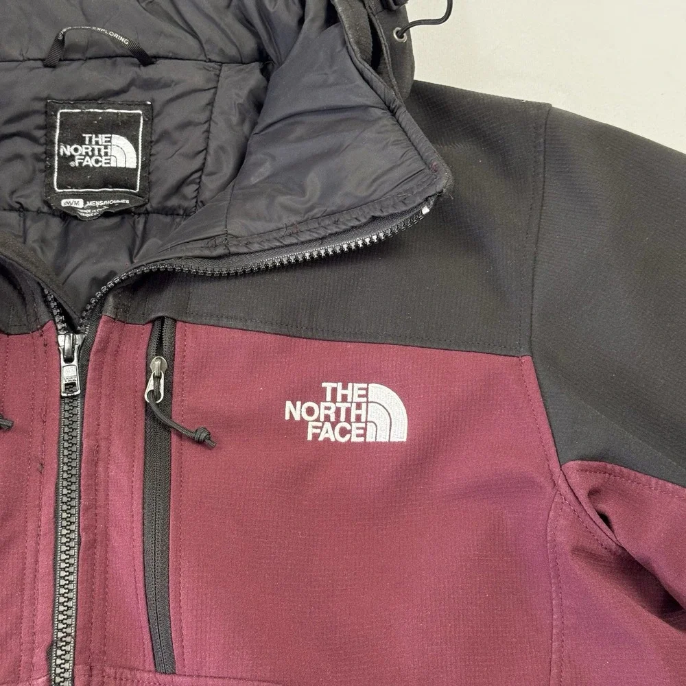 The North Face Outdoor Hooded Jacket Full Zip Primaloft Maroon Black Mens Medium